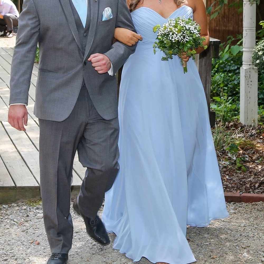 Allure Bridals strapless baby blue bridesmaid dress